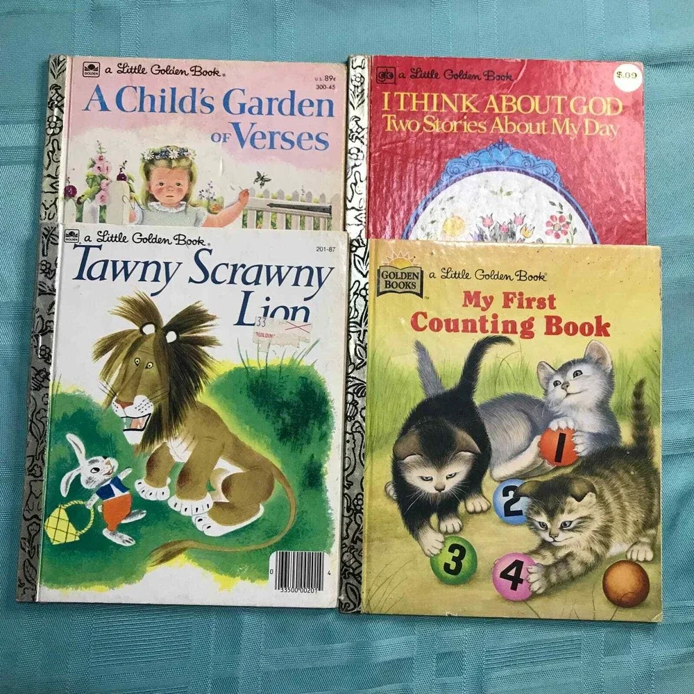 Little Golden Books Lot of 4 Multi‎ Color Vintage Childrens Hardcover Stories